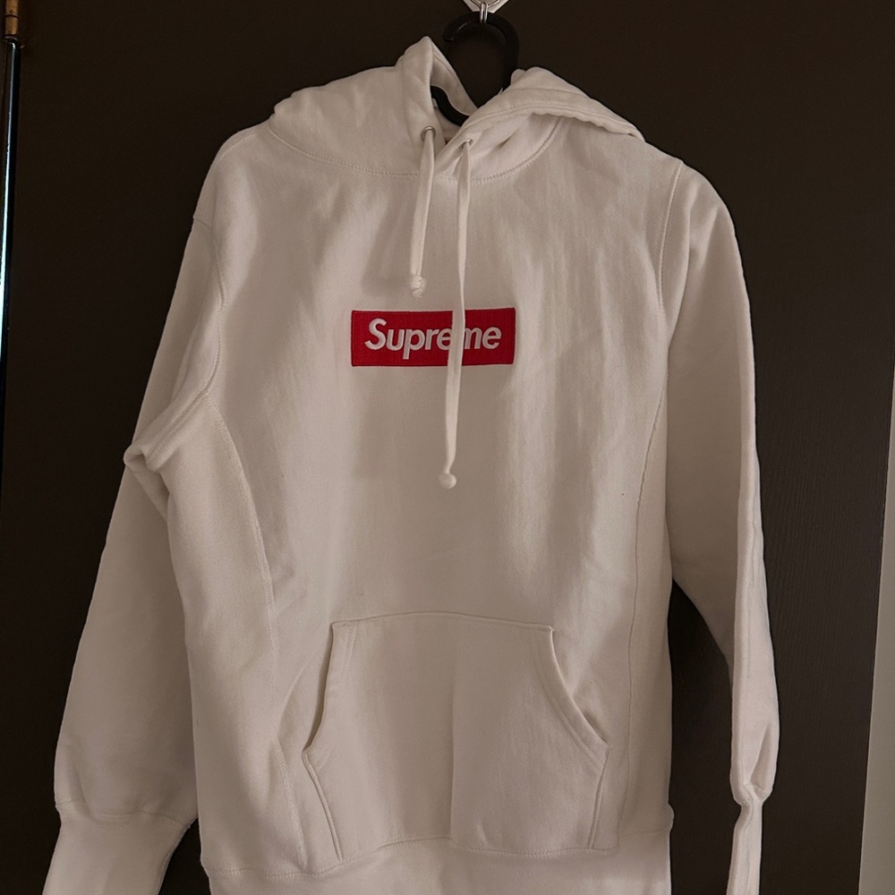 Supreme White Hoodie with Red Logo